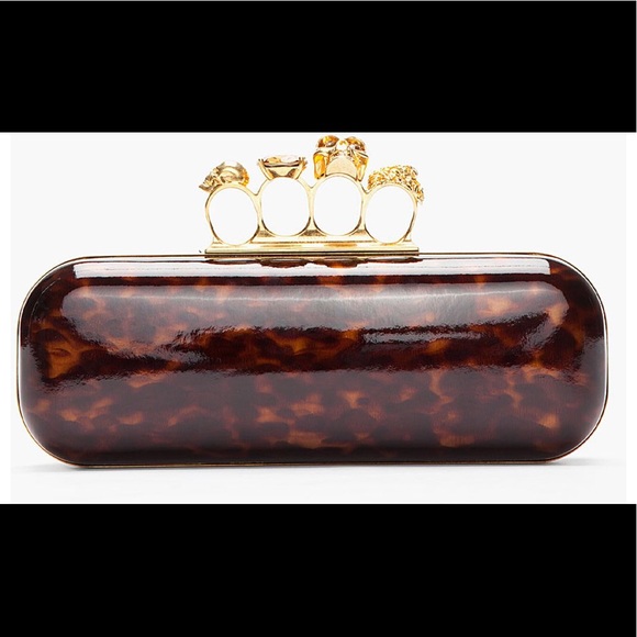Alexander McQueen Handbags - Alexander McQueen Tortoise Knuckle Box Clutch NWT
